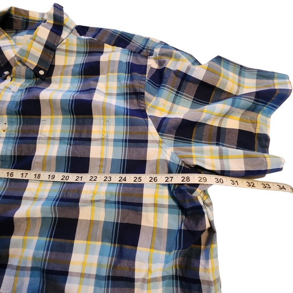 🤩Oak Hill Men's Blue Plaid Short Sleeve Button Shirt Size 3XL F34 - Picture 4 of 6